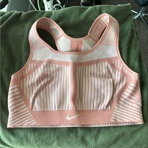 Nike Pink and White Striped Sports Bra Band